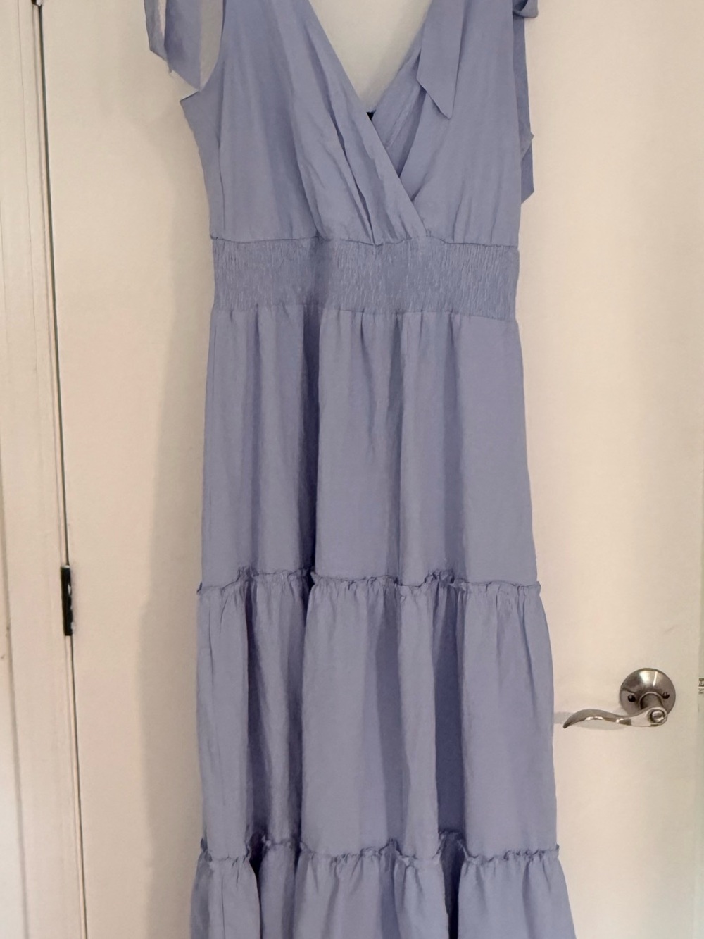 Light Periwinkle Tiered V-Neck Maxi Dress